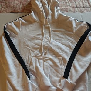 White hooded sweater
